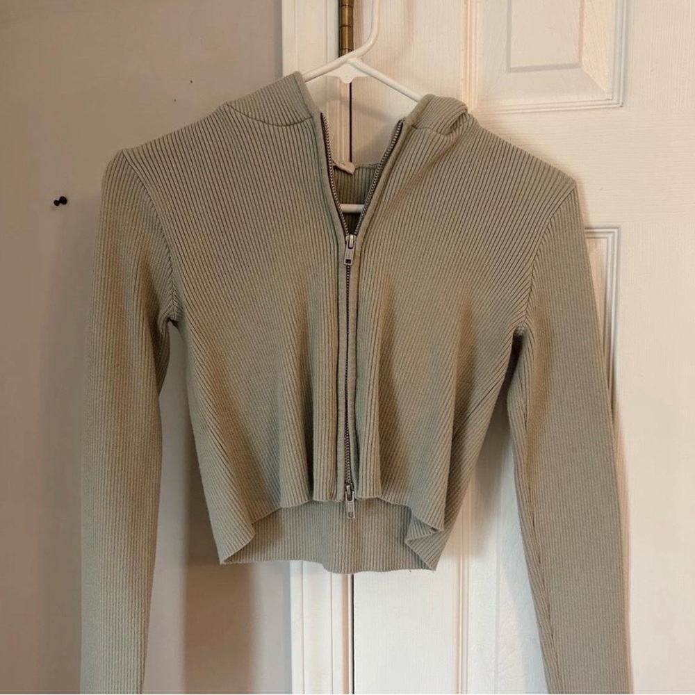 Brandy Melville Sage Green Ribbed Jacket
